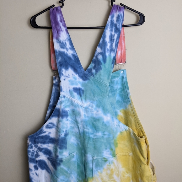 Dolls Kill rainbow tie dye plus size overalls - Picture 4 of 7